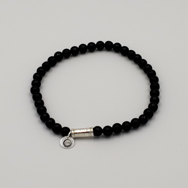 Men's Black Tourmaline Matte Agate Stone Beaded Bracelet - Healing Energy Yoga Stretch Bracelet - Adjustable 6.5-7.5 Inches
